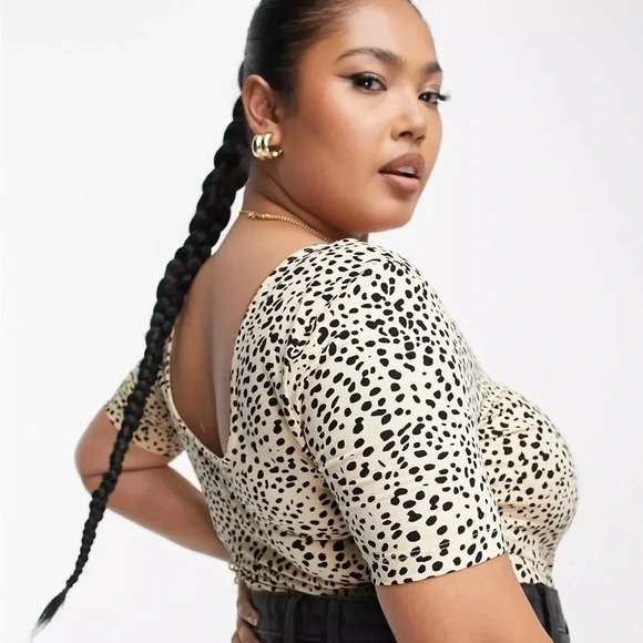 ASOS DESIGN Curve skinny fit t-shirt bodysuit in mini leopard print US 22 - Picture 4 of 4